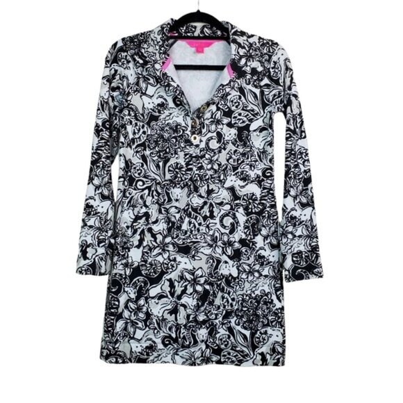 Lilly Pulitzer Womens Black Onyx With A Twist Captain Popover Dress Size XXS - Picture 5 of 10